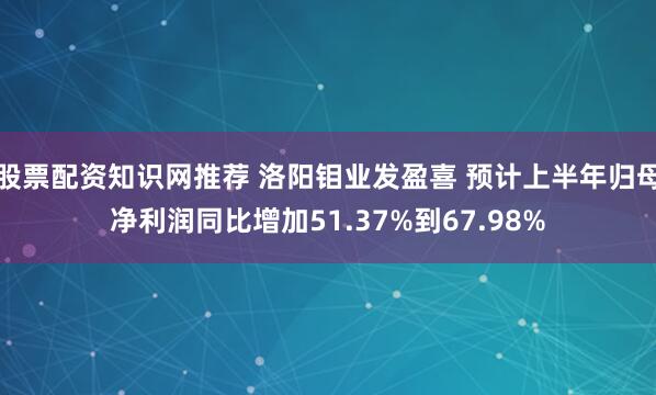 股票配资知识网推荐 洛阳钼业发盈喜 预计上半年归母净利润同比增加51.37%到67.98%