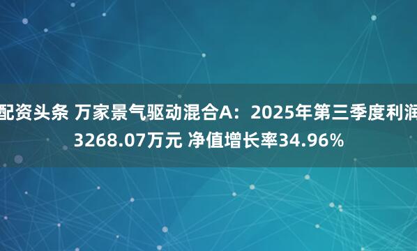 配资头条 万家景气驱动混合A：2025年第三季度利润3268.07万元 净值增长率34.96%