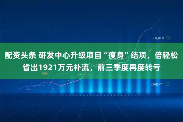 配资头条 研发中心升级项目“瘦身”结项，倍轻松省出1921万元补流，前三季度再度转亏
